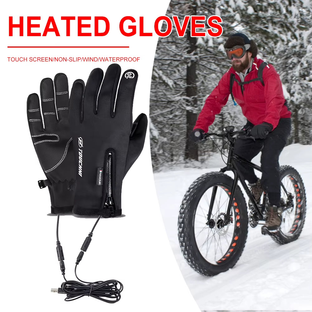 Heated Gloves Eletric Thermal Heat Gloves Winter Warm Skiing Snowboarding Hunting Fishing Waterproof Heated Rechargeable Gloves