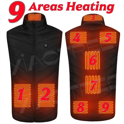 28/9 Areas Heated Vest Men Jacket Heated Winter Womens Electric Usb Heater Camping Jacket Man Thermal Vest Body Warmer Coat 6XL
