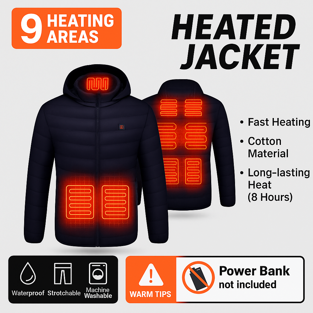 21 Areas Heating Jacket Men Winter USB Electric Heated Coat Functional Self Heating Clothes Outdoor Snow Ski Thick Padded Jacket