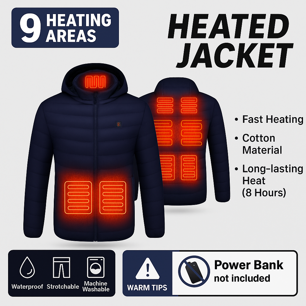 21 Areas Heating Jacket Men Winter USB Electric Heated Coat Functional Self Heating Clothes Outdoor Snow Ski Thick Padded Jacket