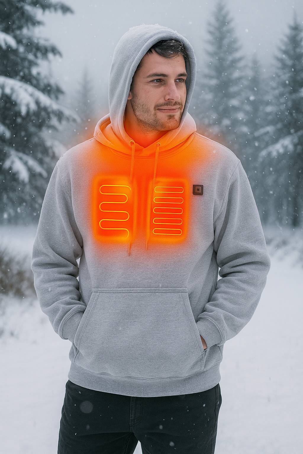 Winter Men'S and Women'S USB Heated Hoodies Cotton Zipper Pocket Wool Thick Lovers Fall/Winter Heating Casual Hoodies