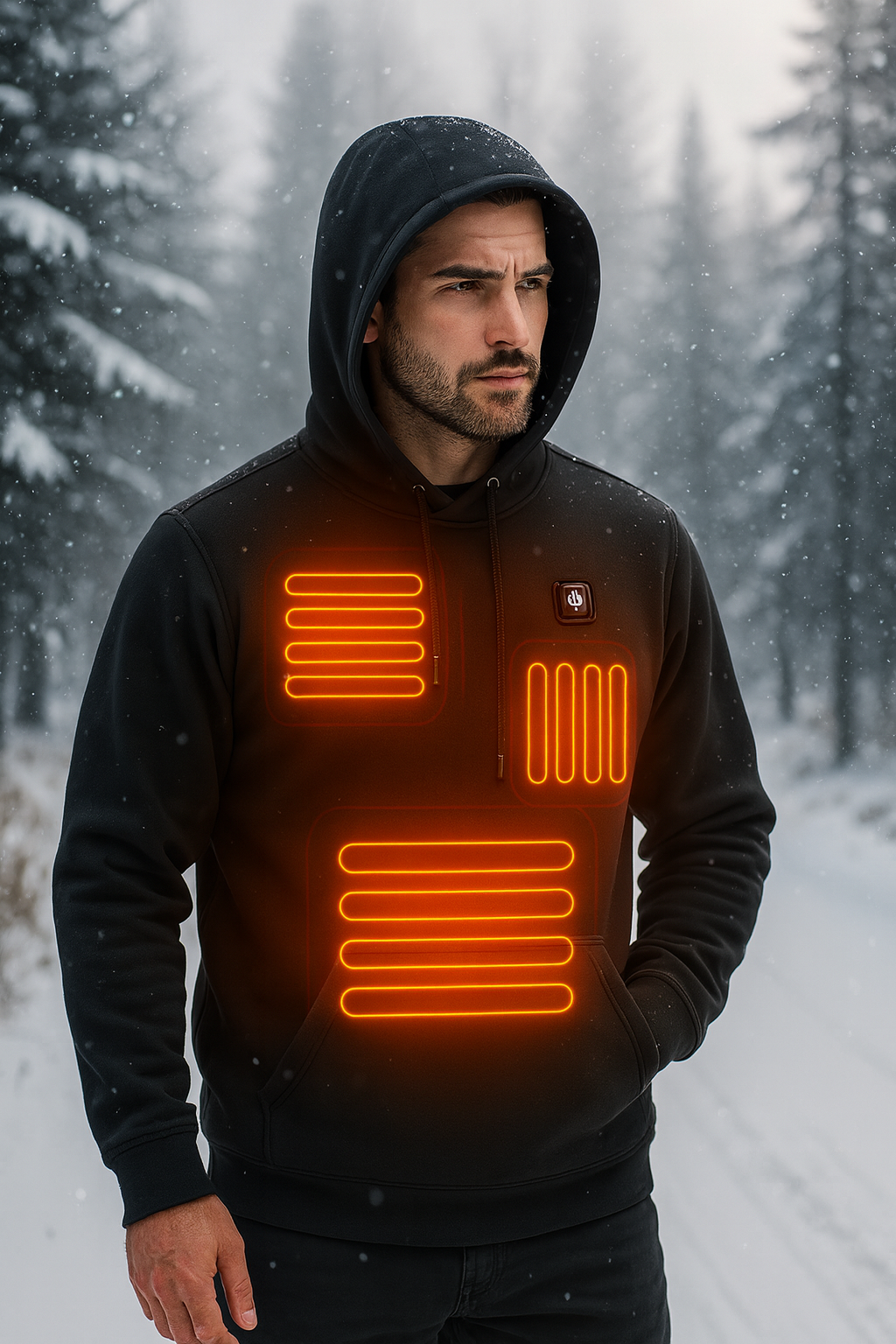 New Winter Usb Port Intelligent Heating Warmth Men'S Hooded Sweatshirt 7 Zones Heating Outdoor Cold Resistant Cardigan Jacket