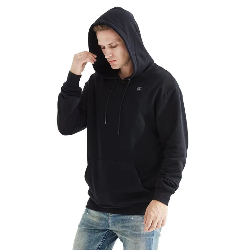 Winter Men'S and Women'S USB Heated Hoodies Cotton Zipper Pocket Wool Thick Lovers Fall/Winter Heating Casual Hoodies