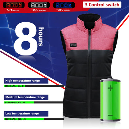 New Heating Vest Color Stitching 11 Electric Heating Suit Women Flexible Thermal Winter Warm Outdoor Vest