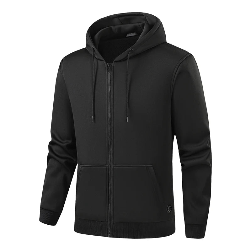 New Winter Usb Port Intelligent Heating Warmth Men'S Hooded Sweatshirt 7 Zones Heating Outdoor Cold Resistant Cardigan Jacket