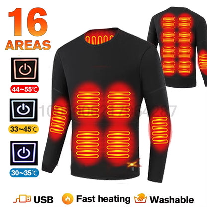 Winter USB Electric Heating Jacket Heated Thermal Underwear Men Women Sports Thermal Heated Underwear Electric Heated Equipmen
