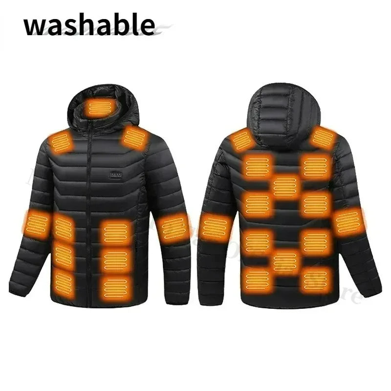 21 Areas Heating Jacket Men Winter USB Electric Heated Coat Functional Self Heating Clothes Outdoor Snow Ski Thick Padded Jacket