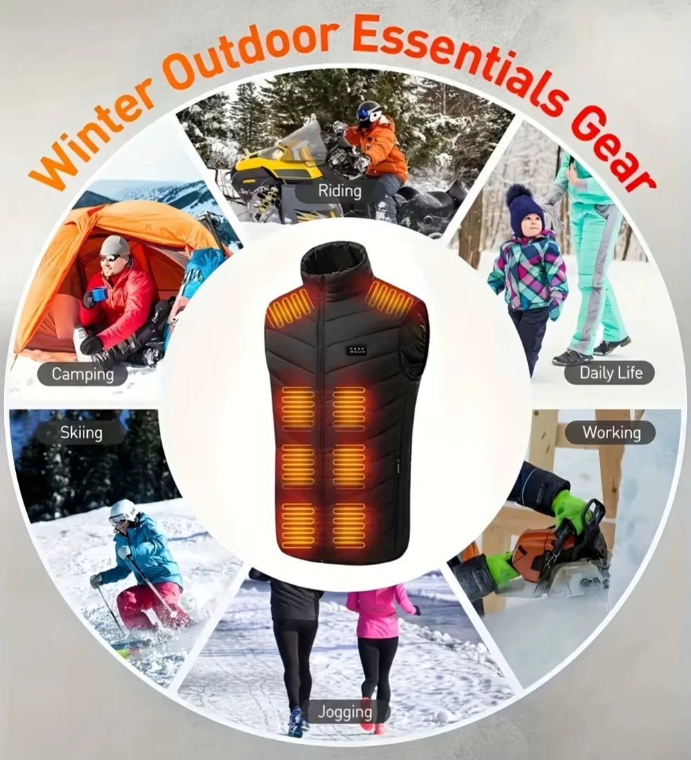 28/9 Areas Heated Vest Men Jacket Heated Winter Womens Electric Usb Heater Camping Jacket Man Thermal Vest Body Warmer Coat 6XL