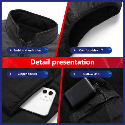 New Heating Vest Color Stitching 11 Electric Heating Suit Women Flexible Thermal Winter Warm Outdoor Vest