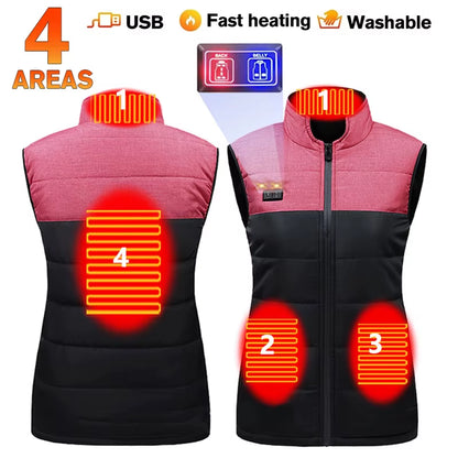 New Heating Vest Color Stitching 11 Electric Heating Suit Women Flexible Thermal Winter Warm Outdoor Vest